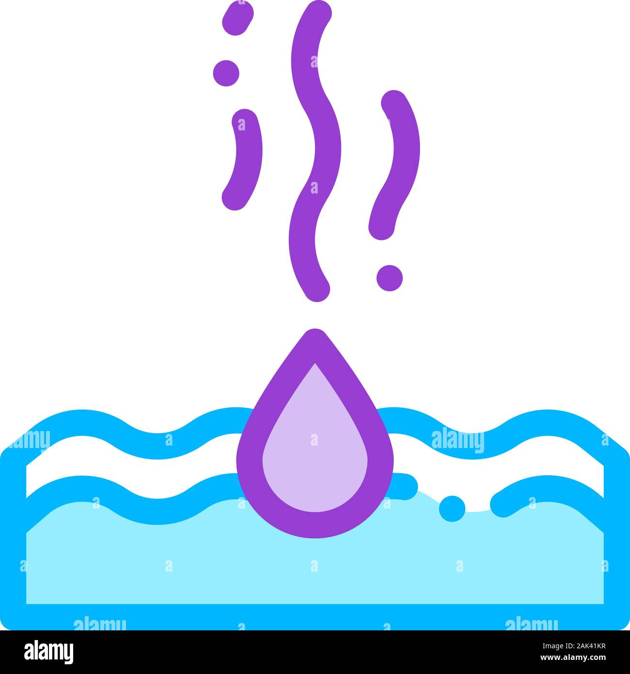 Drop Water Dripping In Sea Vector Thin Line Icon Stock Vector