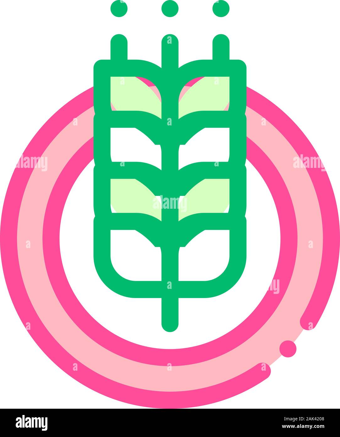 Wheatear In Round Frame Vector Thin Line Icon Stock Vector