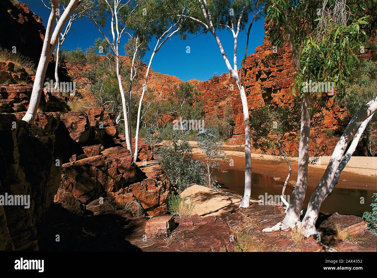 Schlucht 'Trephina Gorge' und die Bergketten MacDonnell Ranges,  Australien | usage worldwide Stock Photo