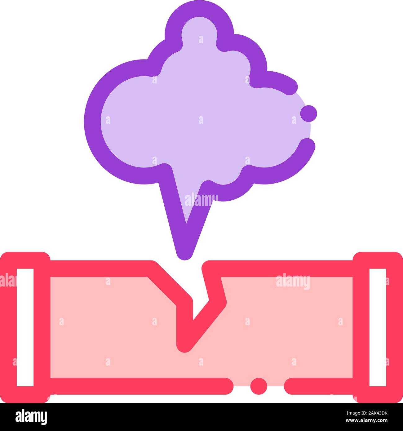 Gaz Pipe Break Pollution Vector Thin Line Icon Stock Vector