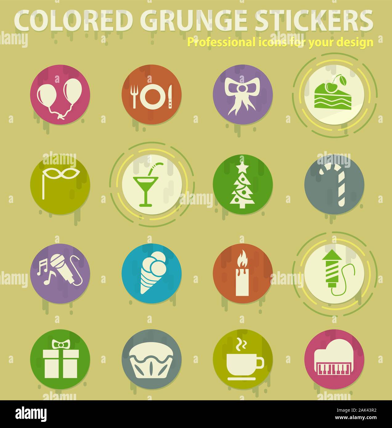 celebration colored grunge icons Stock Vector