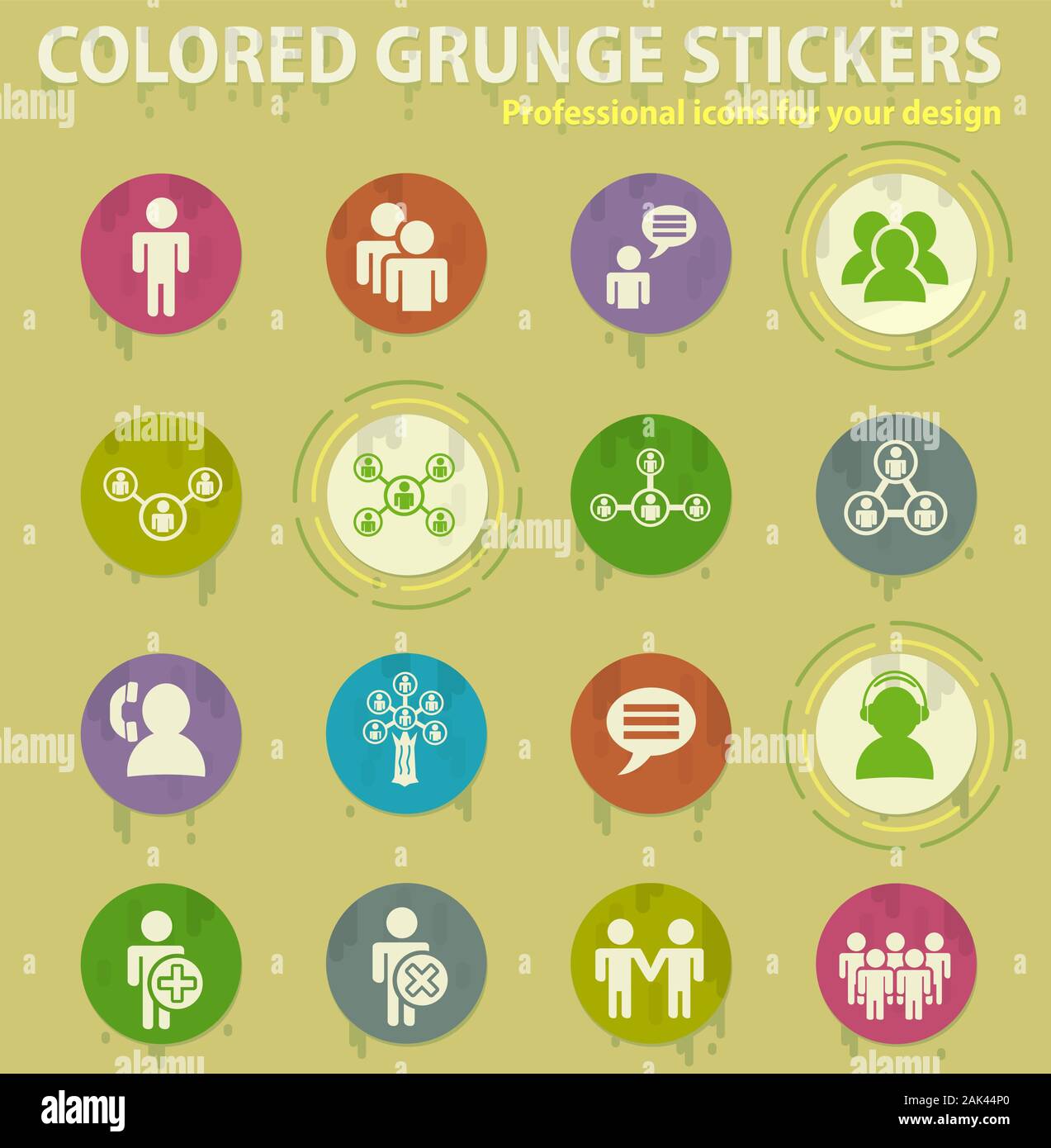 community colored grunge icons Stock Vector