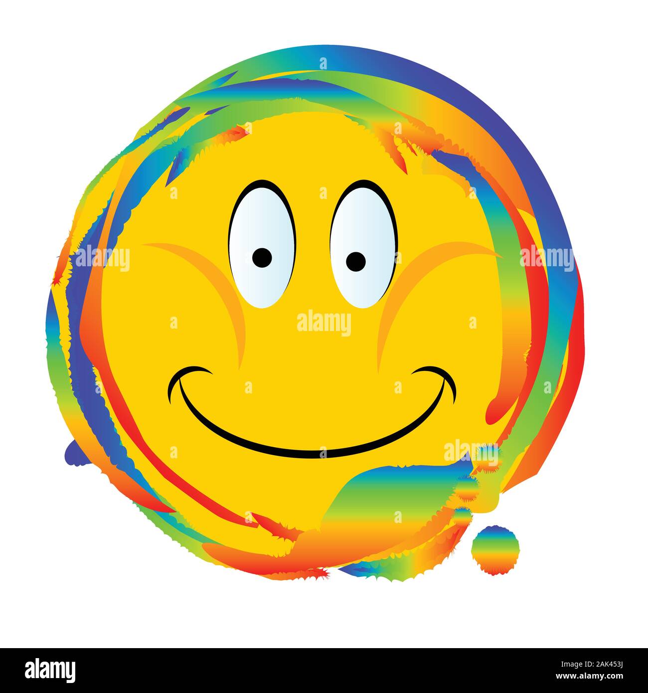 Emoji smiley face web button set on a rainbow Stock Vector