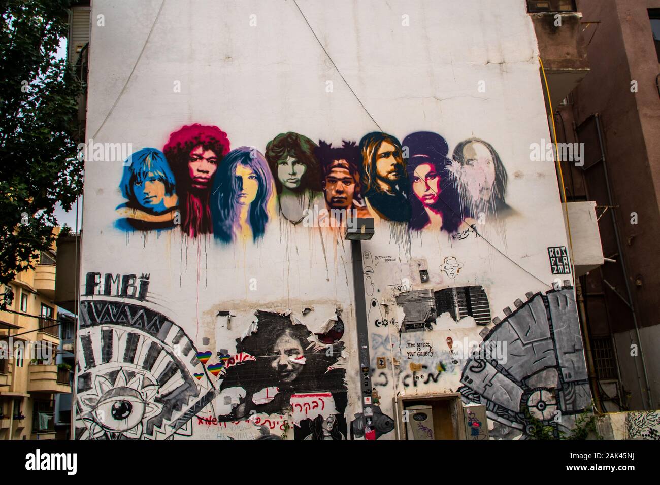 The 27 club Graffiti wall art in Florentine neighbourhood, Tel Aviv Stock Photo