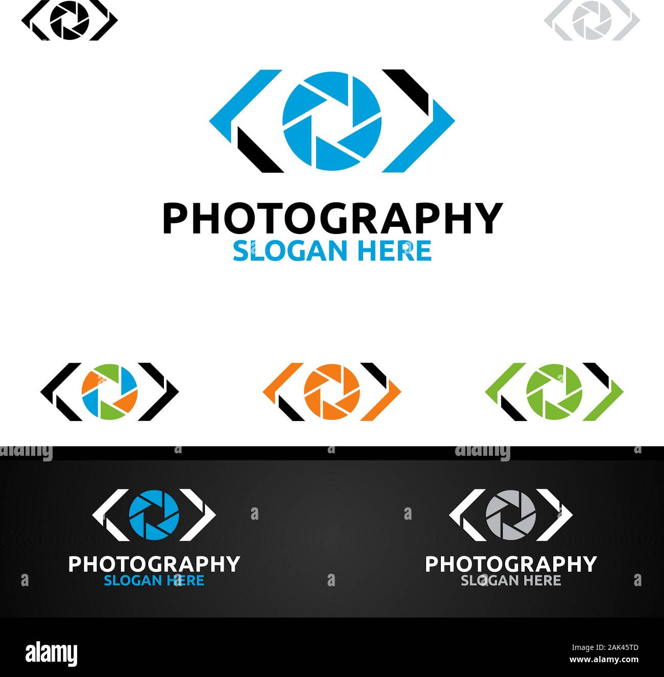 Code Camera Photography Logo Icon Vector Design Template Stock Vector