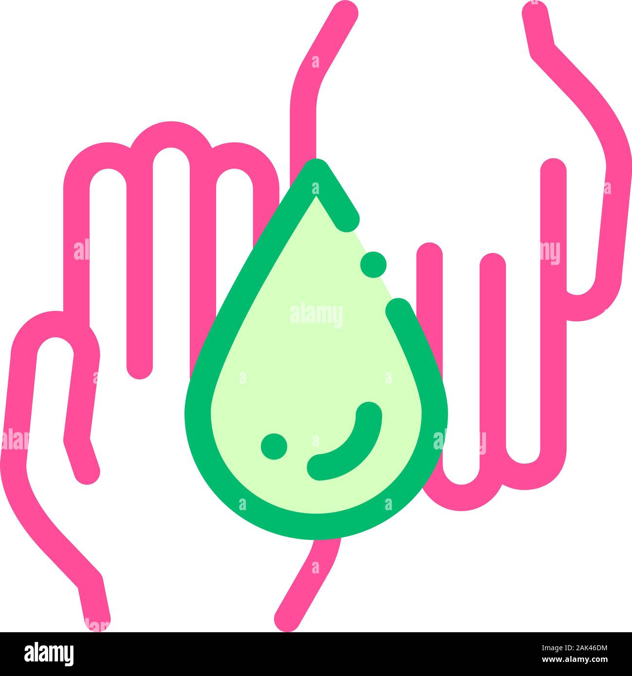 Hands And Drop Moisturizer Vector Thin Line Icon Stock Vector