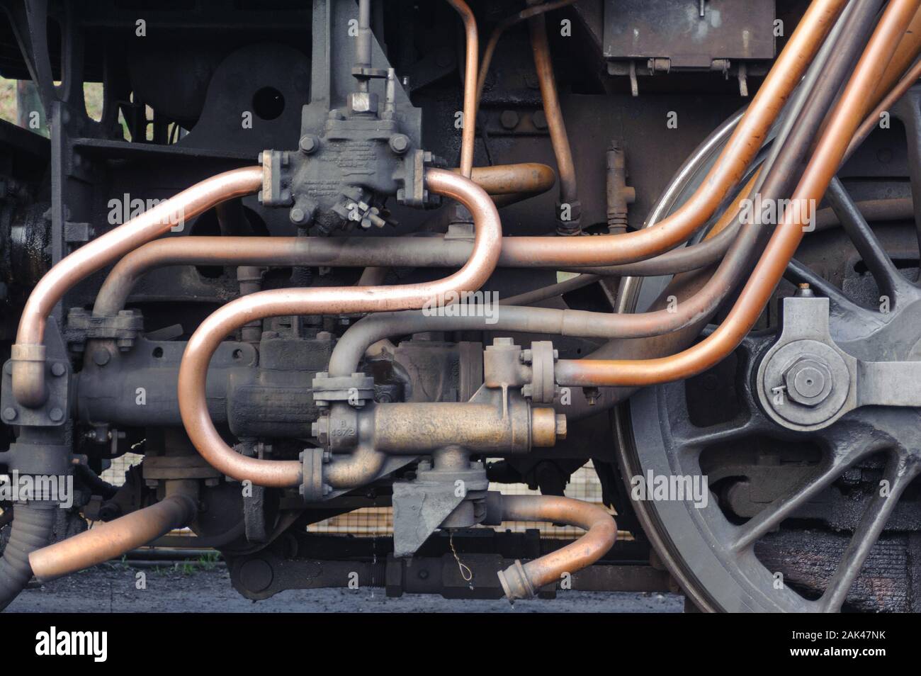 Steam Train Copper Piping Stock Photo