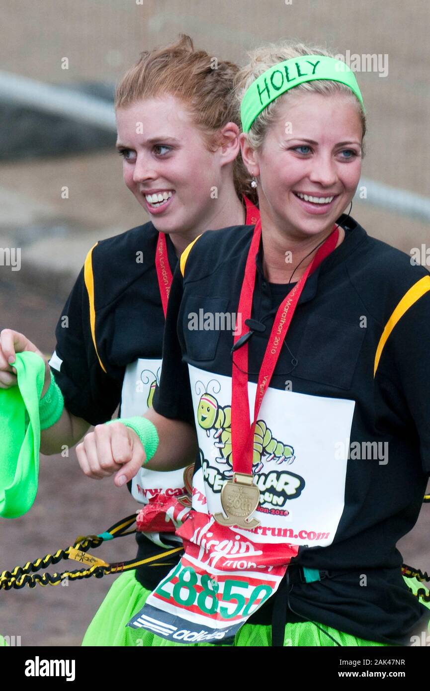 Princess Beatrice and Holly Branson celebrate as they complete the