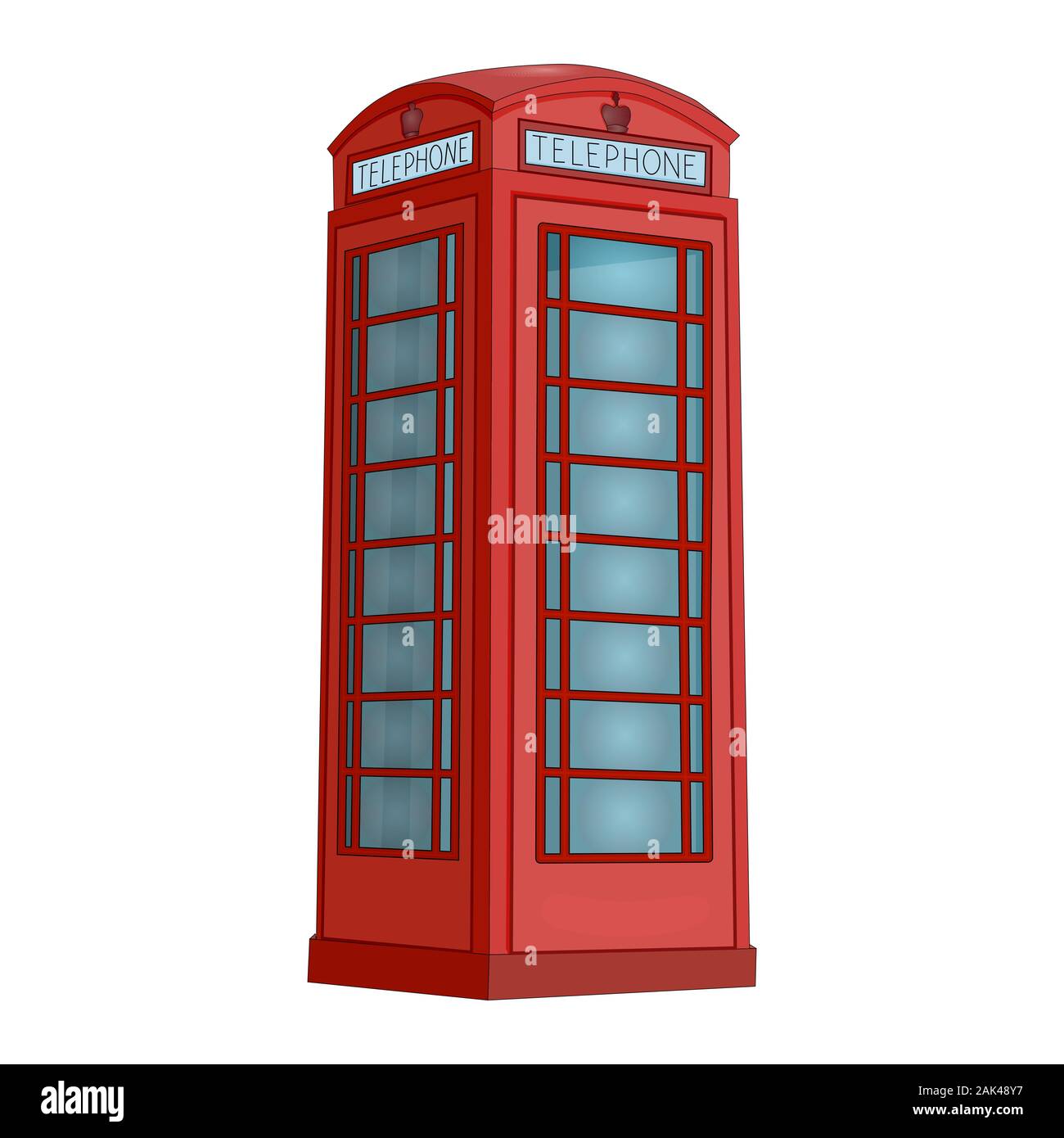 London phone booth isolated on white background. Red telephone box. British realistic style phone cabin. Traditional English phone box. Stock vector Stock Vector