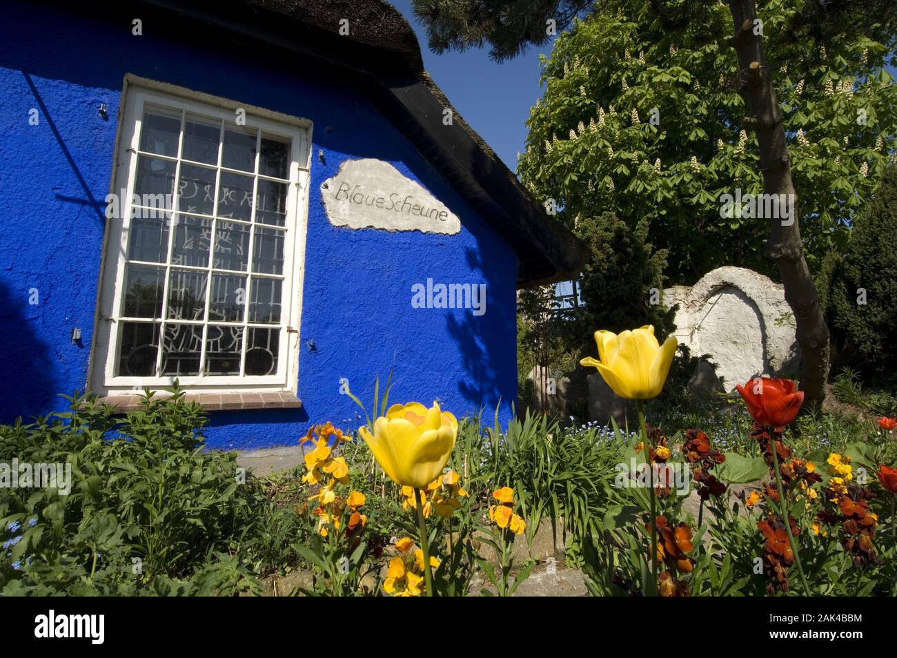 Blaue Scheune in Vitte, Hiddensee | usage worldwide Stock Photo