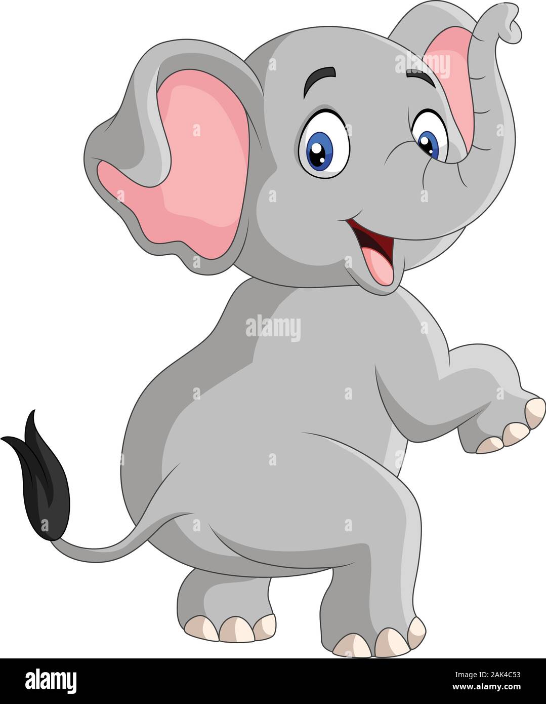 Cartoon funny elephant isolated on white background Stock Vector Image