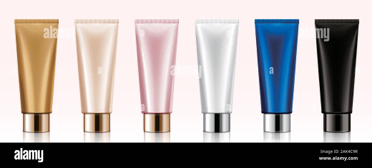 Download Colorful Hand Cream Plastic Tube Mockup Set In 3d Illustration Stock Vector Image Art Alamy PSD Mockup Templates