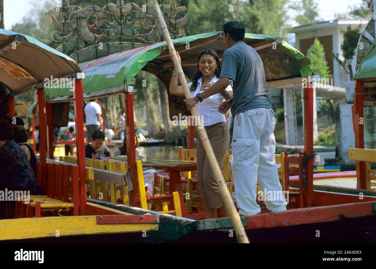 Mexico: Trajinera boat on the canals of Xochimilco | usage worldwide Stock Photo