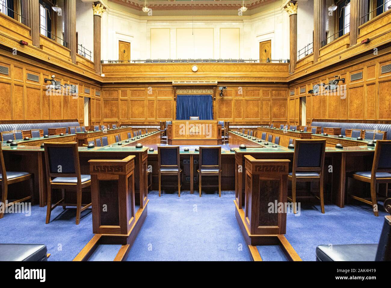 Empty Interior of Stormont Parliament Buildings where the politicians meet Stock Photo