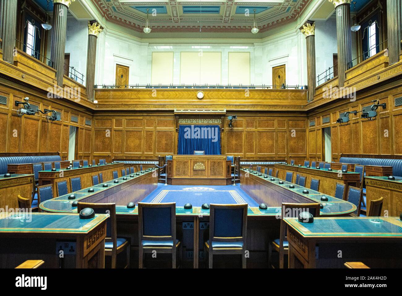 Empty Interior of Stormont Parliament Buildings where the politicians meet Stock Photo
