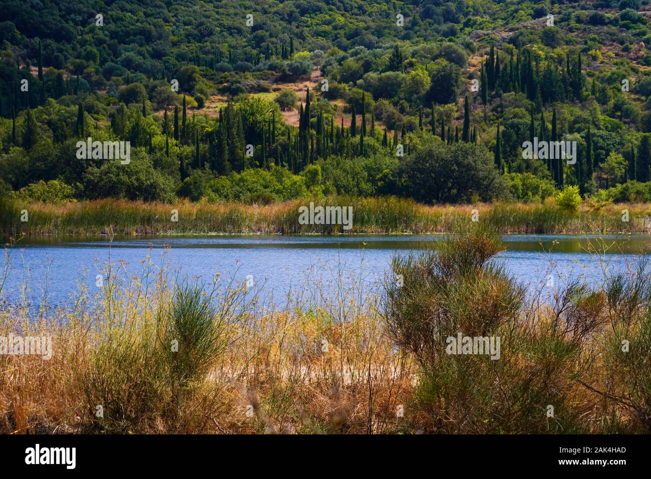 Lake landscape On the Greek Island of Cephalonia, Ionian Sea, Greece Stock Photo