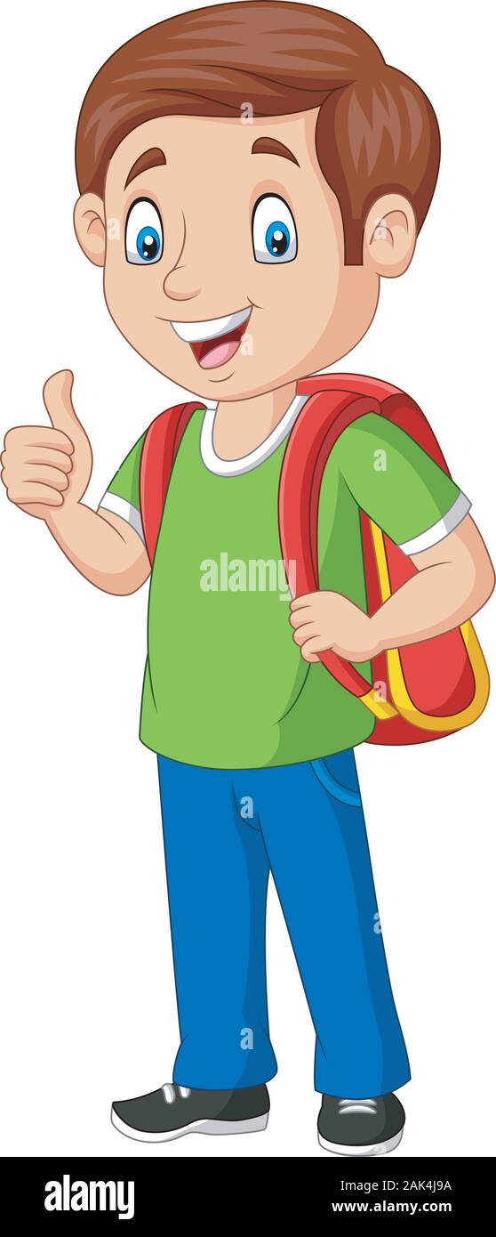 cartoon kid with backpack