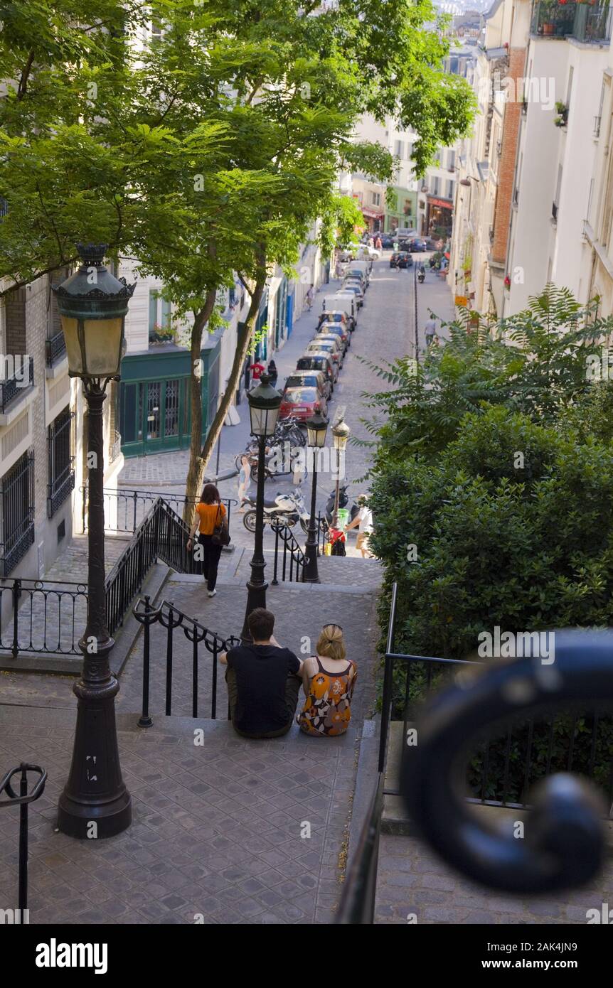 Rue Chappe am Montmartre Treppenanstieg, Paris, Frankreich usage