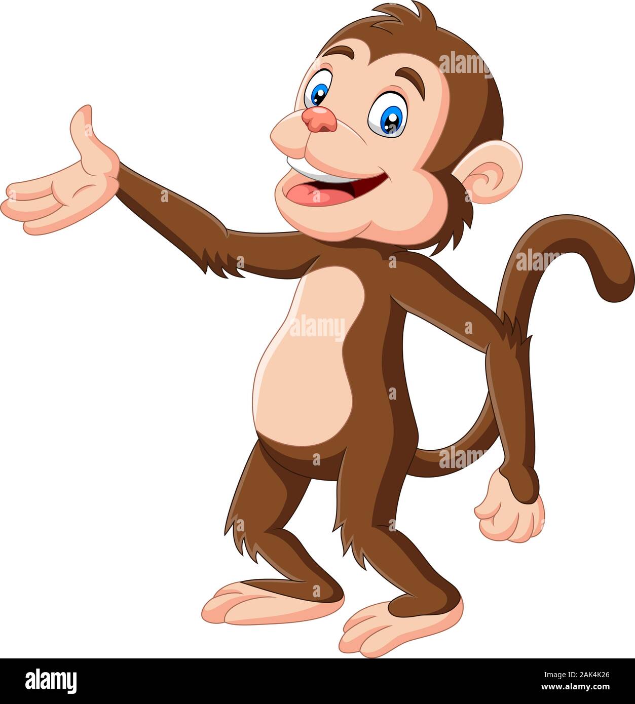 Cartoon happy monkey presenting on white background Stock Vector Image &  Art - Alamy