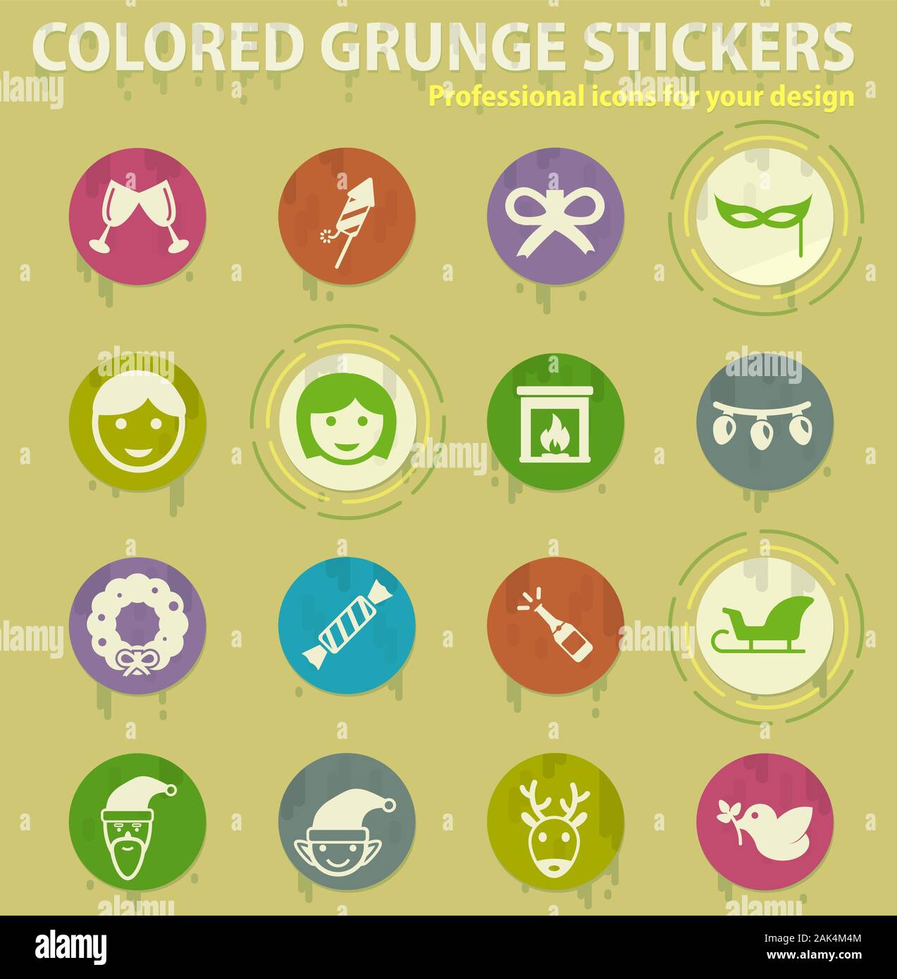 Christmas colored grunge icons Stock Vector Image & Art - Alamy