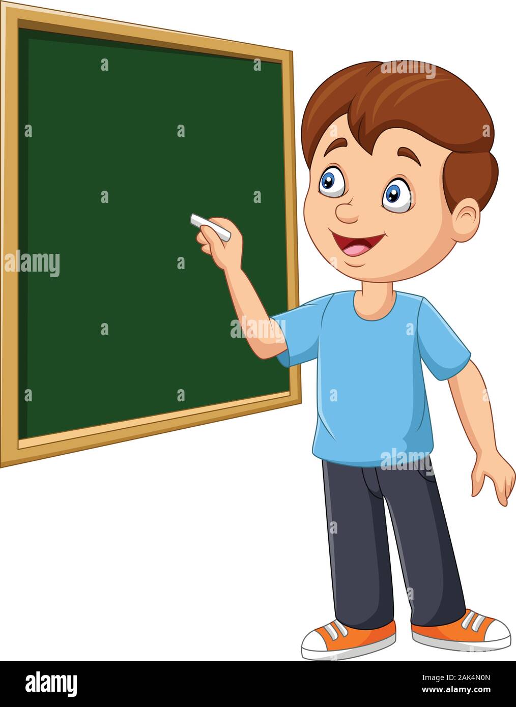 Cartoon schoolboy writing on the blackboard Stock Vector Image & Art - Alamy