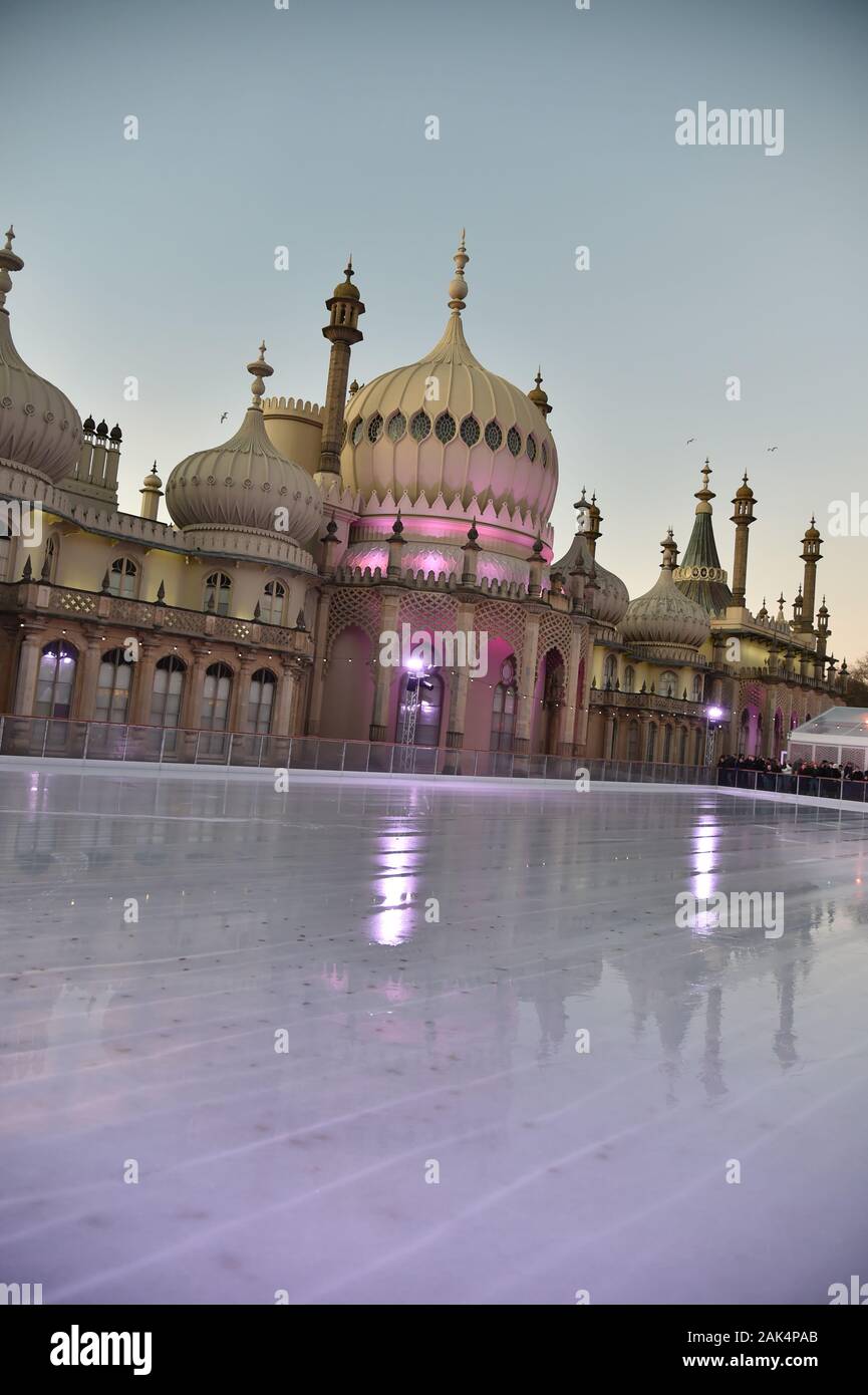 Ice skating at Brighton's royal Pavilion Christmas 2019 Stock Photo Alamy