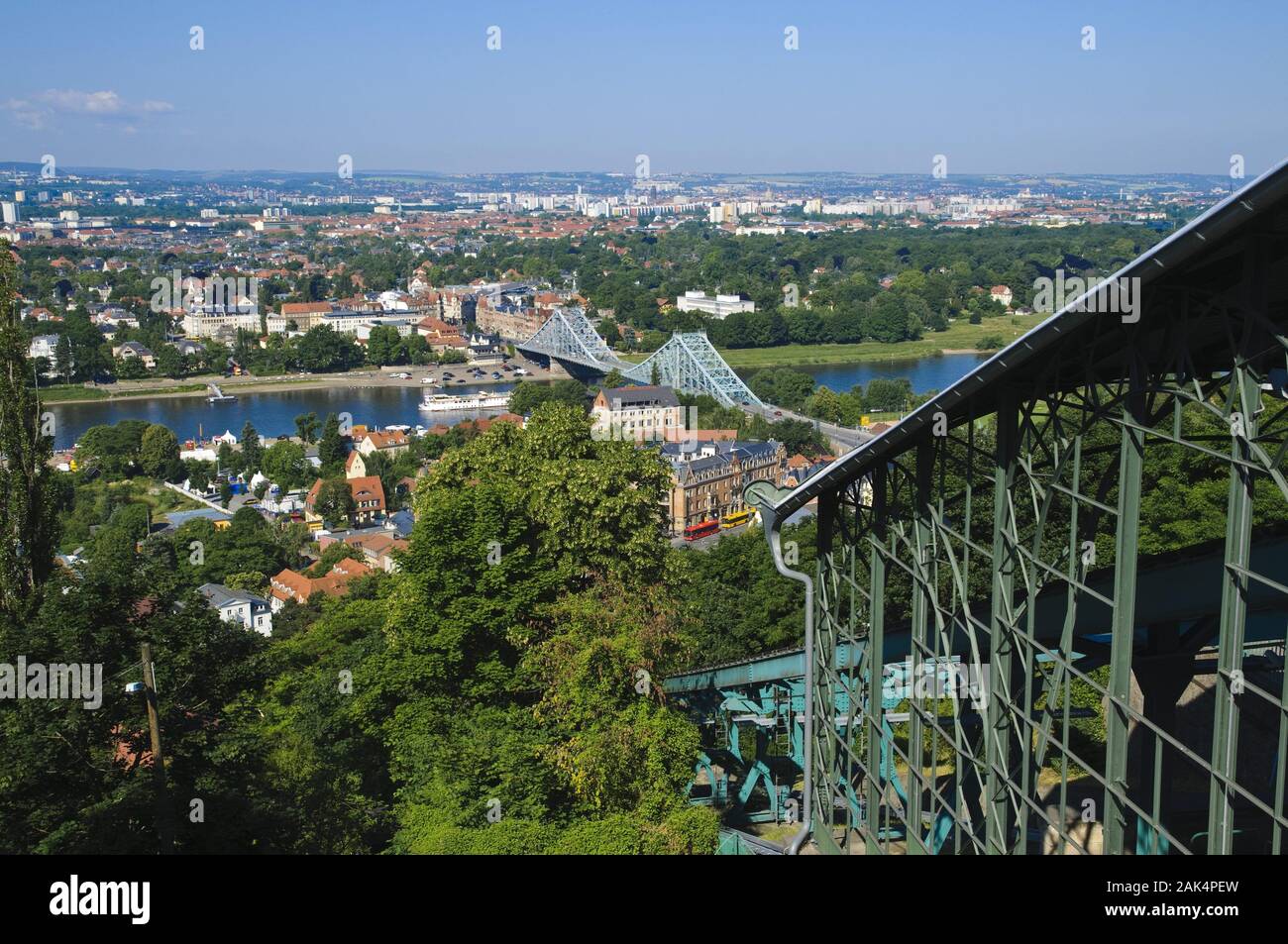 Blick von der Station der Standseilbahn auf Blasewitz und Loschwitz, Dresden | usage worldwide Stock Photo