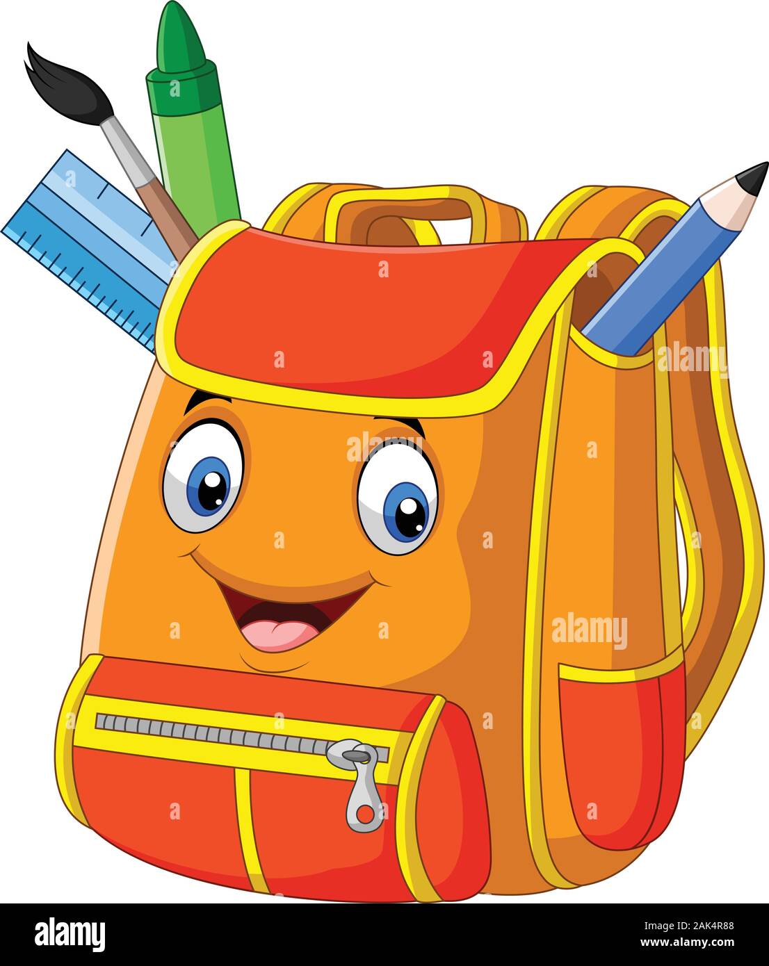 Cartoon school backpack on white background Stock Vector Image & Art - Alamy