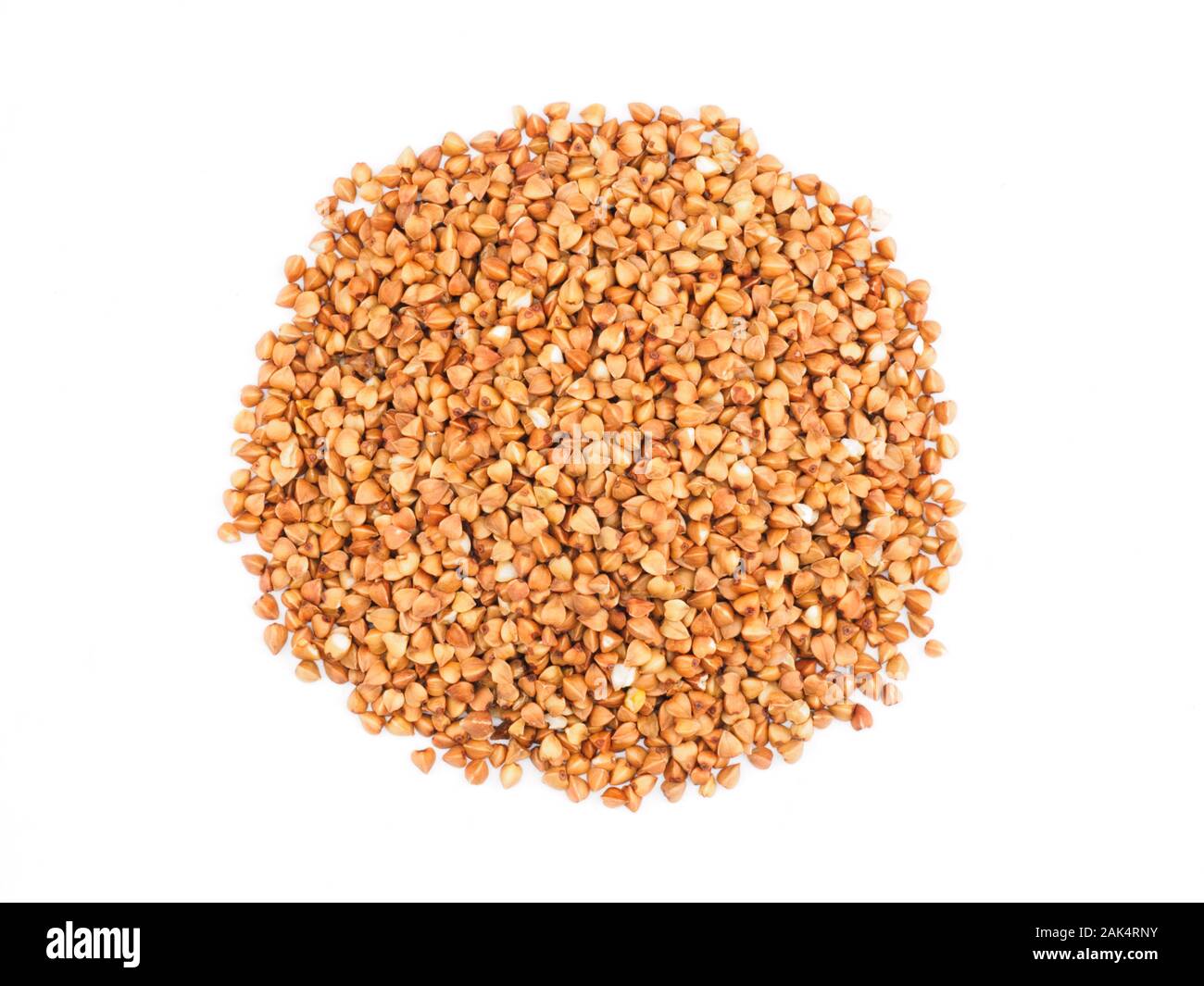 Buckwheat groats on white background. Weight loss concept Stock Photo
