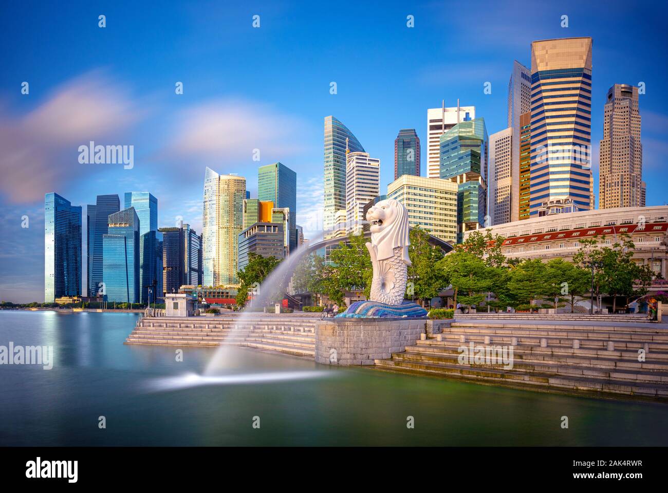singapore city, singapore : June 11,2019: View of business district and Marina bay skyline at sunrise in Singapore Stock Photo
