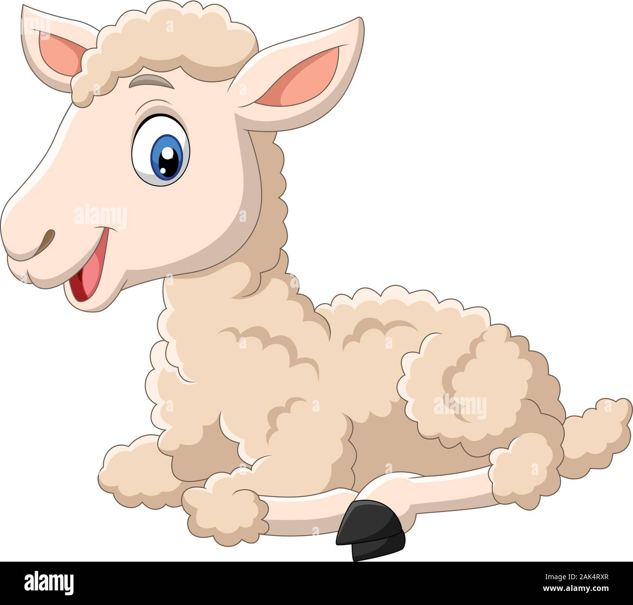 Cute lamb cartoon sitting isolated on white background Stock Vector