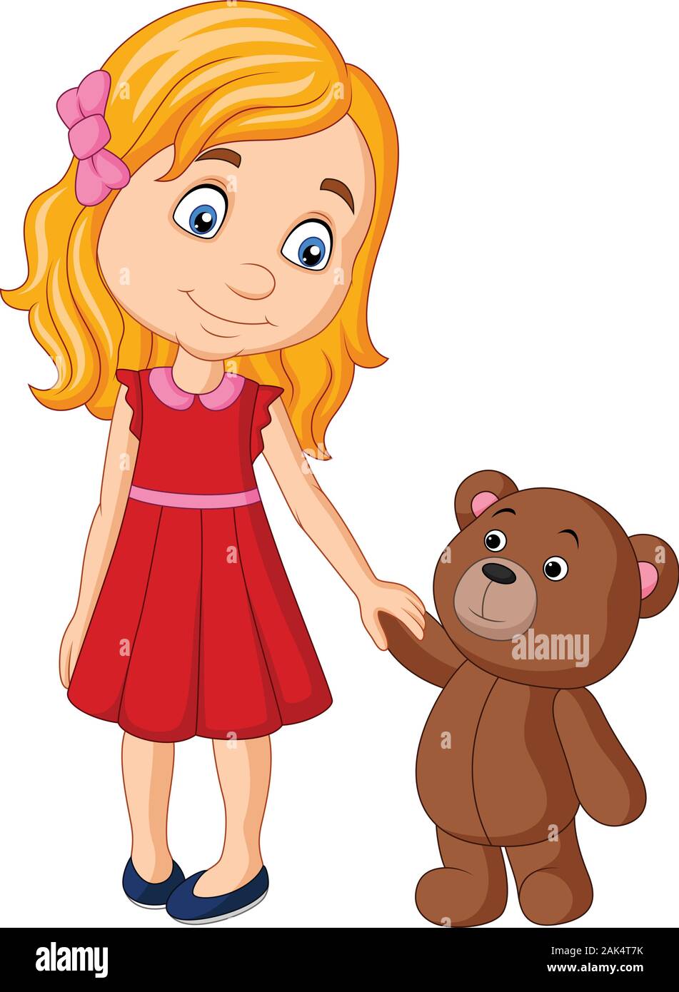 Cartoon little girl with teddy bear holding hand together Stock Vector  Image & Art - Alamy