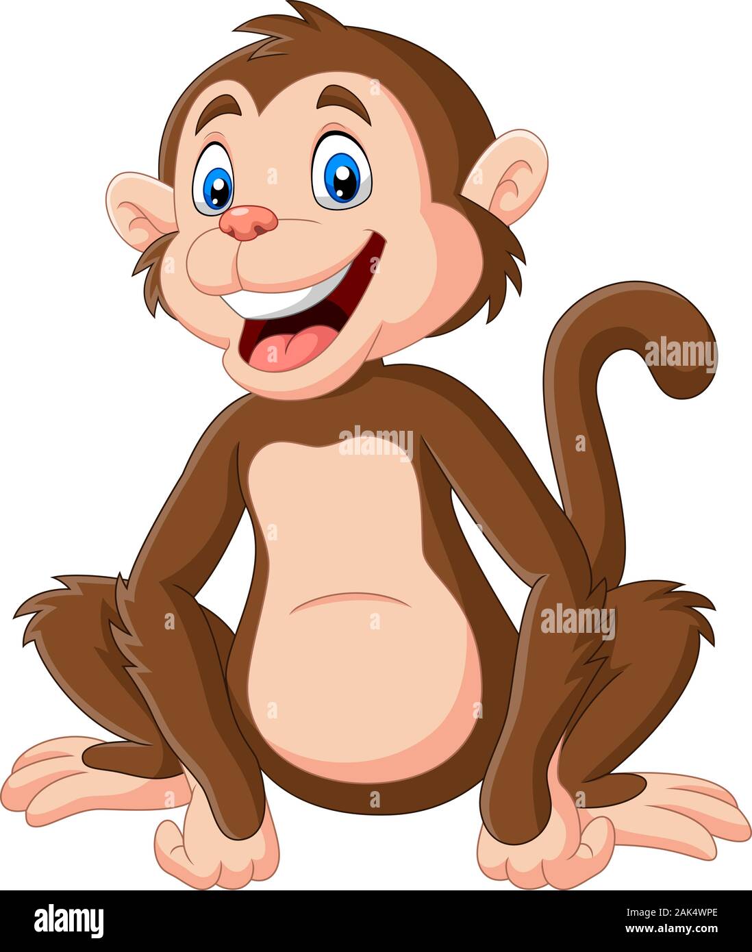 Cute baby monkey sitting on white background Stock Vector Image & Art ...