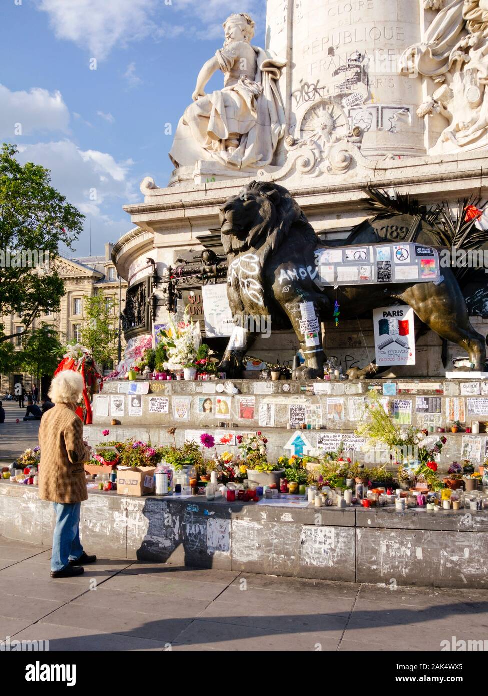 Place de la Republique (Paris/France): Altar for the Bataclan victims Stock Photo