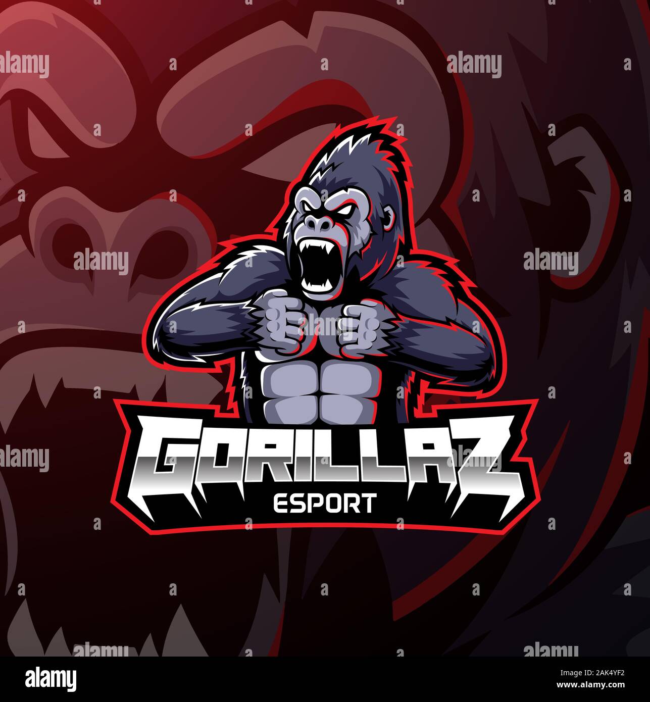 Gorilla esport mascot logo desain Stock Vector Image & Art - Alamy