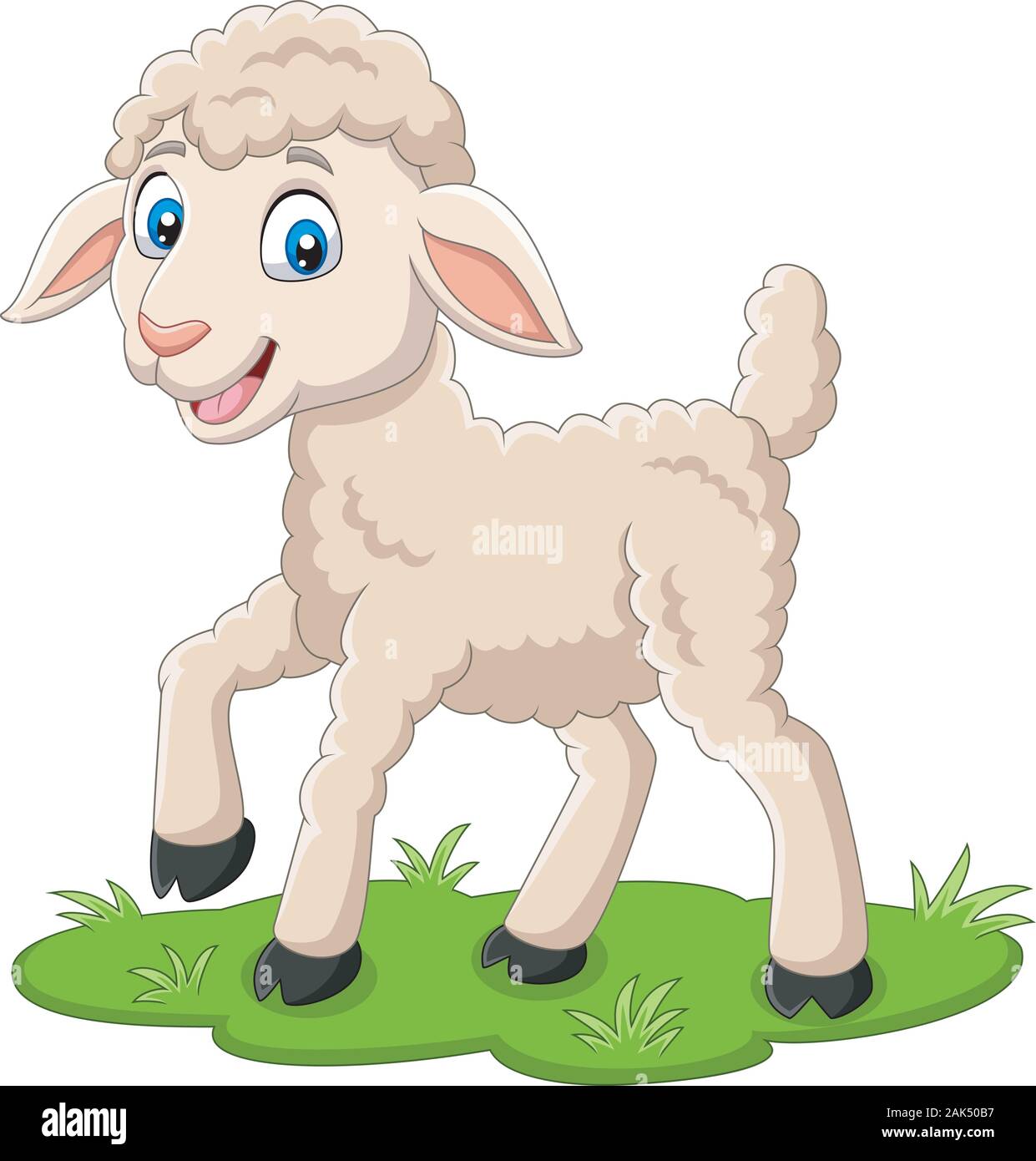 Cartoon happy lamb on the grass Stock Vector Image & Art - Alamy