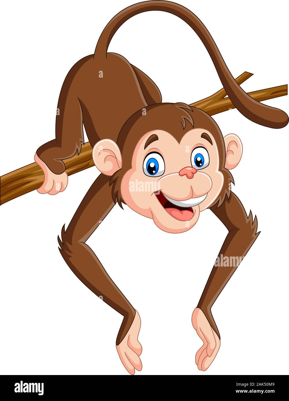 Cartoon funny monkey on a tree branch Stock Vector Image & Art - Alamy