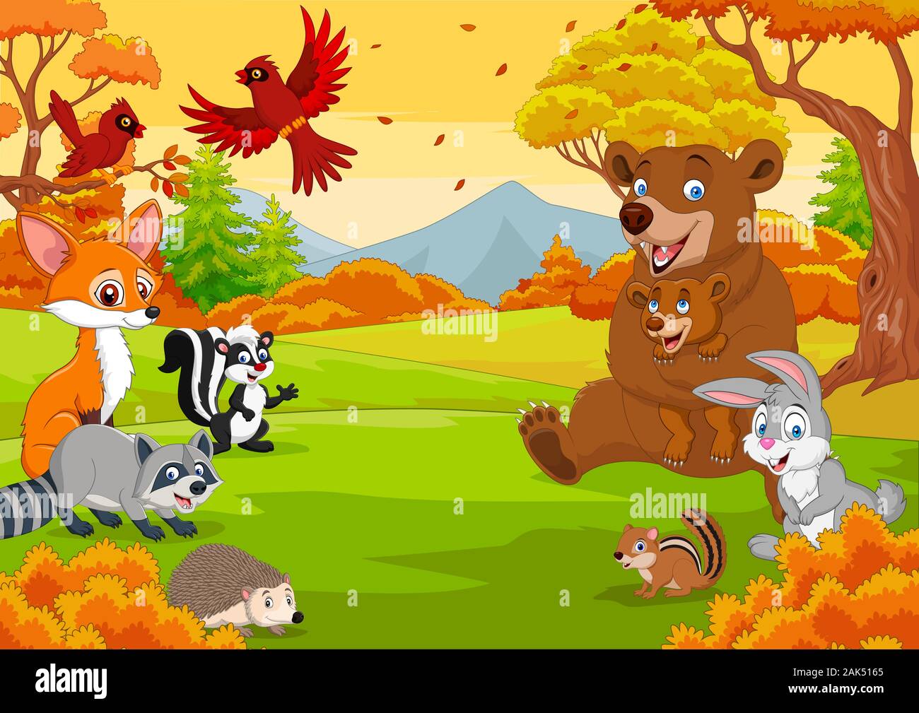 Cartoon Wild Animals In The Autumn Forest Stock Vector Image Art Alamy Cartoon Wild Animals In The Autumn Forest Stock Vector Image Art Alamy