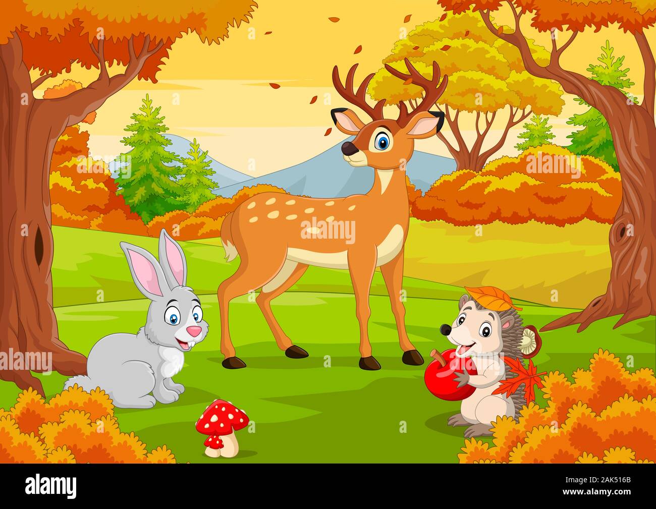 Cartoon Wild Animals In The Autumn Forest Stock Vector Image Art Alamy Cartoon Wild Animals In The Autumn Forest Stock Vector Image Art Alamy