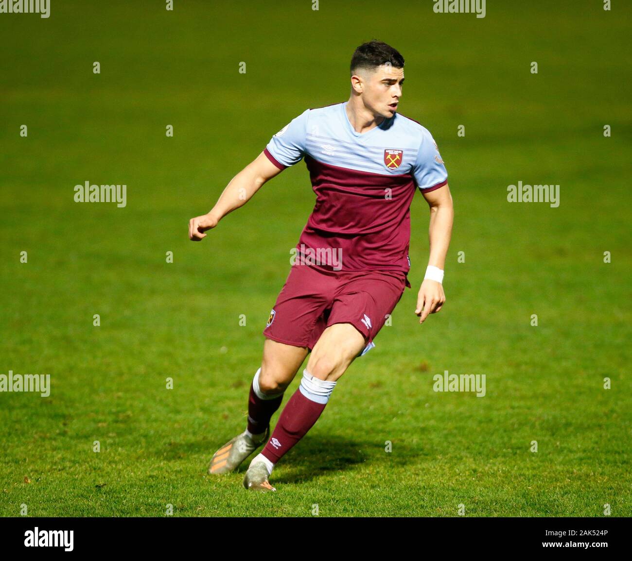 LONDON, ENGLAND. JANUARY 06: Joe Powell of West Ham United in action  during Premier League 2  match between West Ham United and Manchester United at Stock Photo