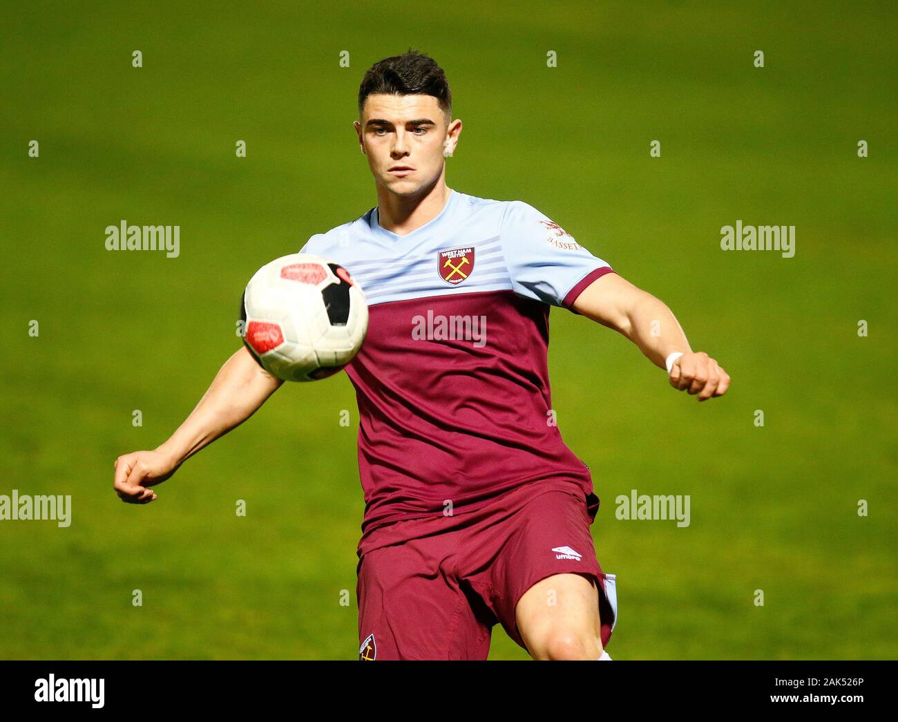 LONDON, ENGLAND. JANUARY 06: Joe Powell of West Ham United in action  during Premier League 2  match between West Ham United and Manchester United at Stock Photo
