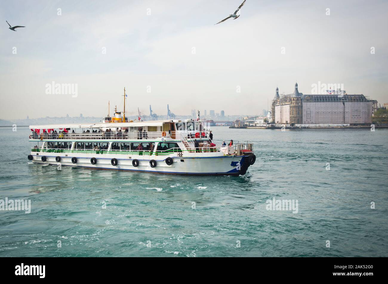 Passenger Vessel in Bosporus , Location Istanbul - Turkey Stock Photo