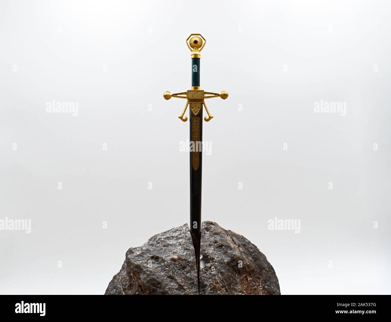 Excalibur the mythical sword in the stone of king Arthur Stock Photo
