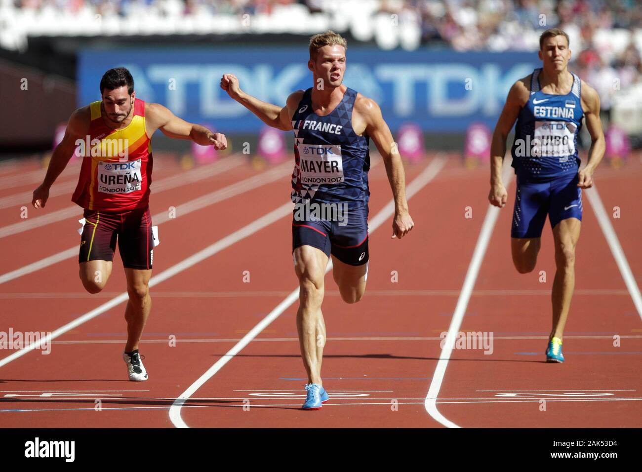 Jorge Ureña (Spain) , Kevin Mayer (French) and Maicel Uibo (Estonie) during  the 2nd Heats of the 100m Decathlon Men at the IAAF World Championships in  Athletics on August 6, 201st at