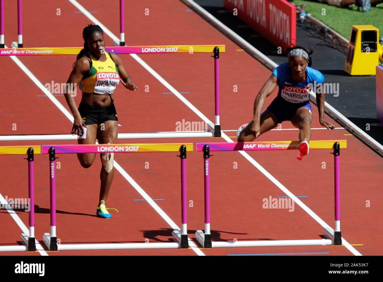Yanique Thompson (Jamaique) and Kendra Harrison (USA) at the 3rd Heats