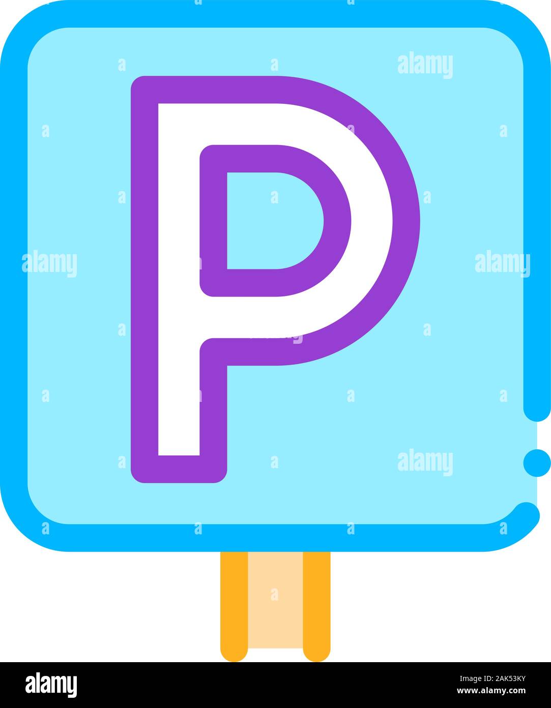 Car Parking Sign-board Vector Sign Thin Line Icon Stock Vector