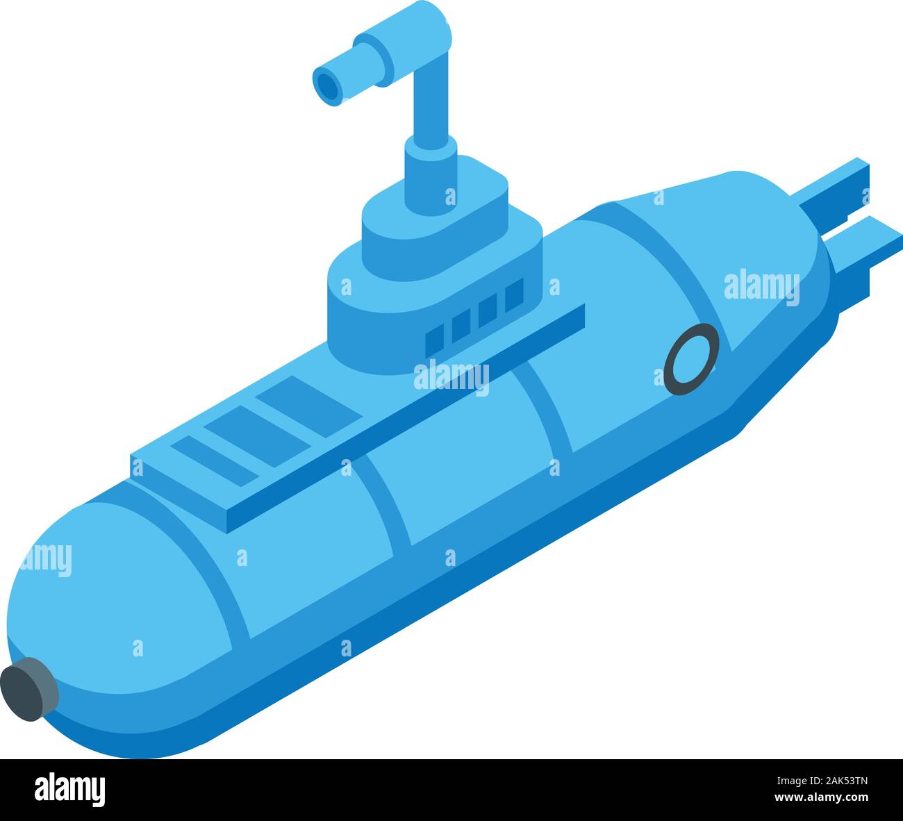 Blue submarine icon, isometric style Stock Vector