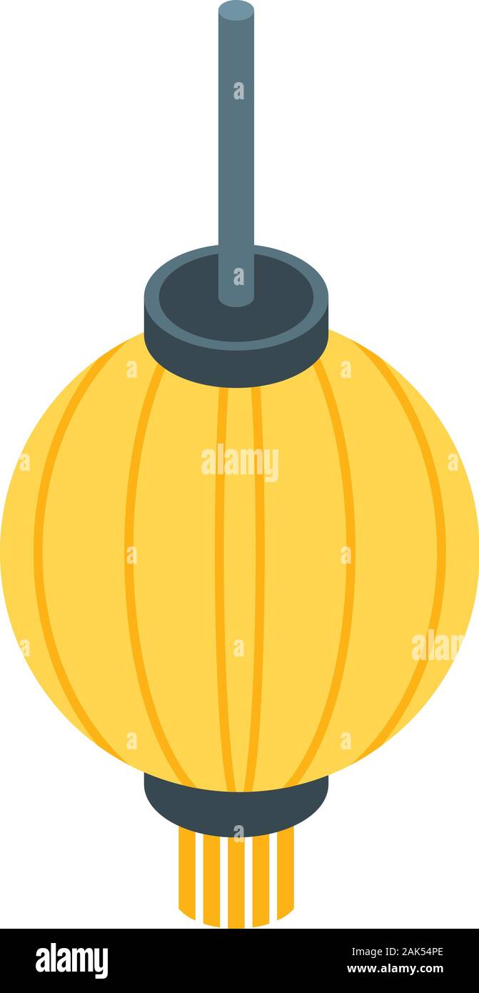 Yellow chinese lantern icon, isometric style Stock Vector