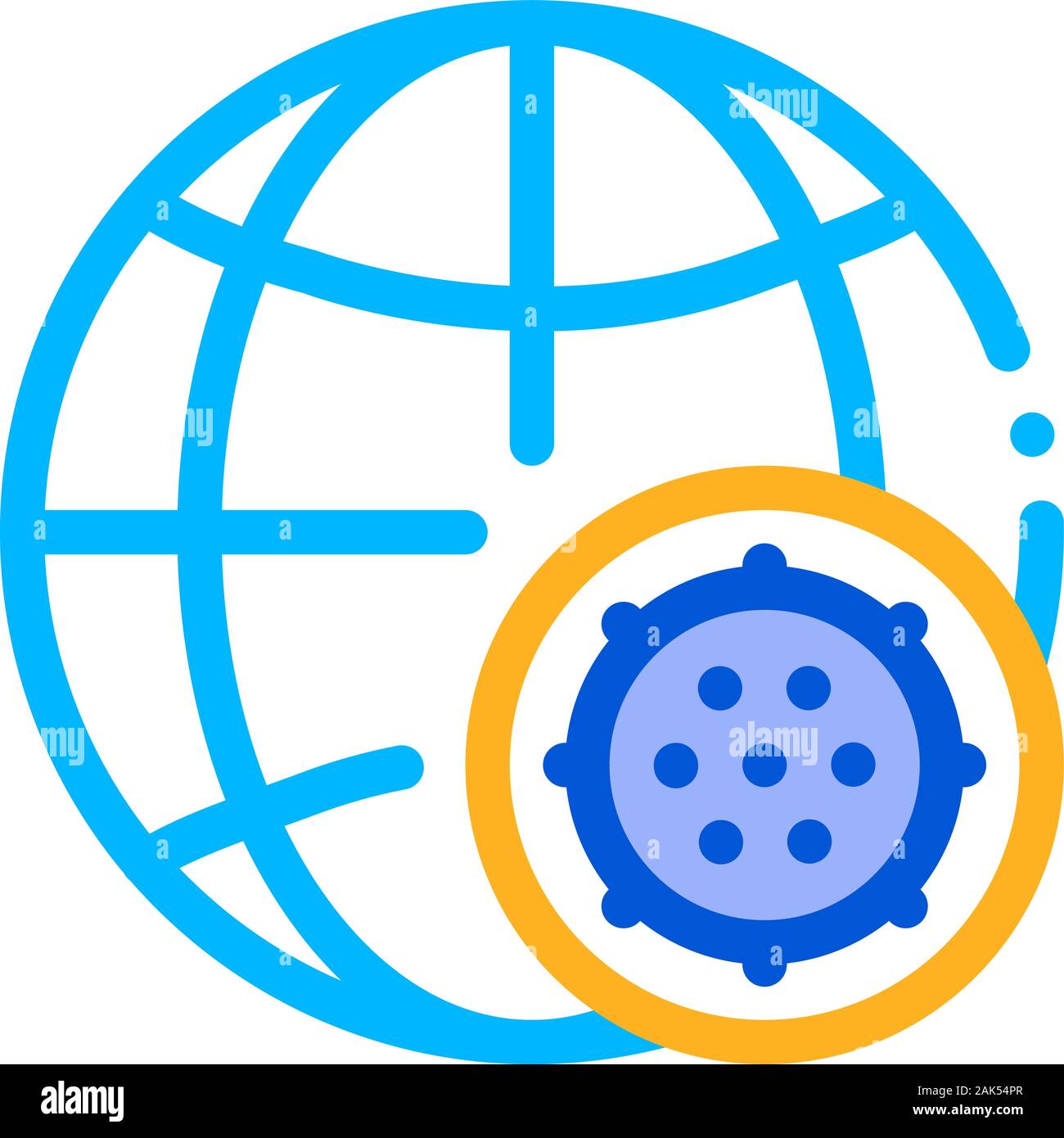 Microscopic Bacterium And Planet Vector Sign Icon Stock Vector