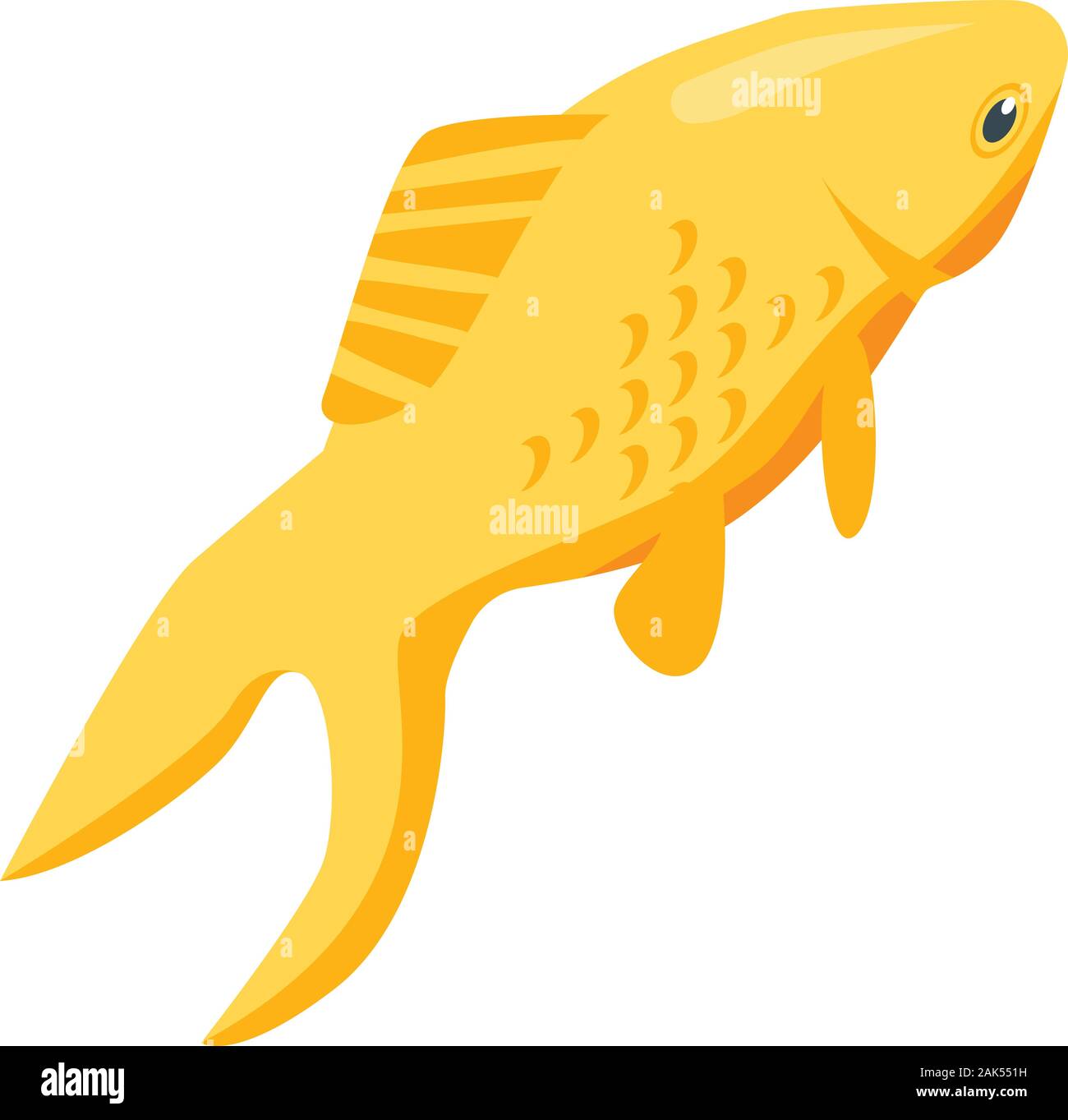 Gold fish icon, isometric style Stock Vector